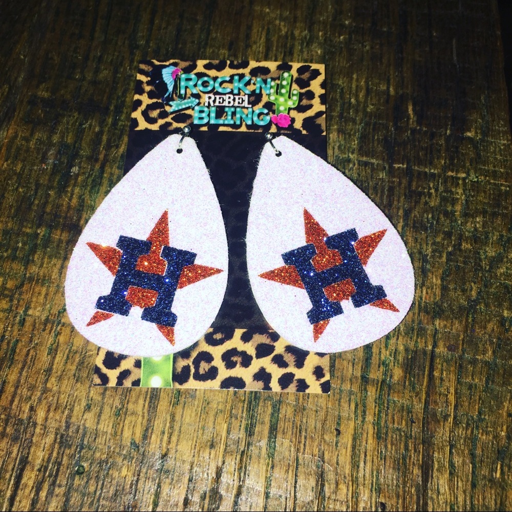 Astros glitter earrings